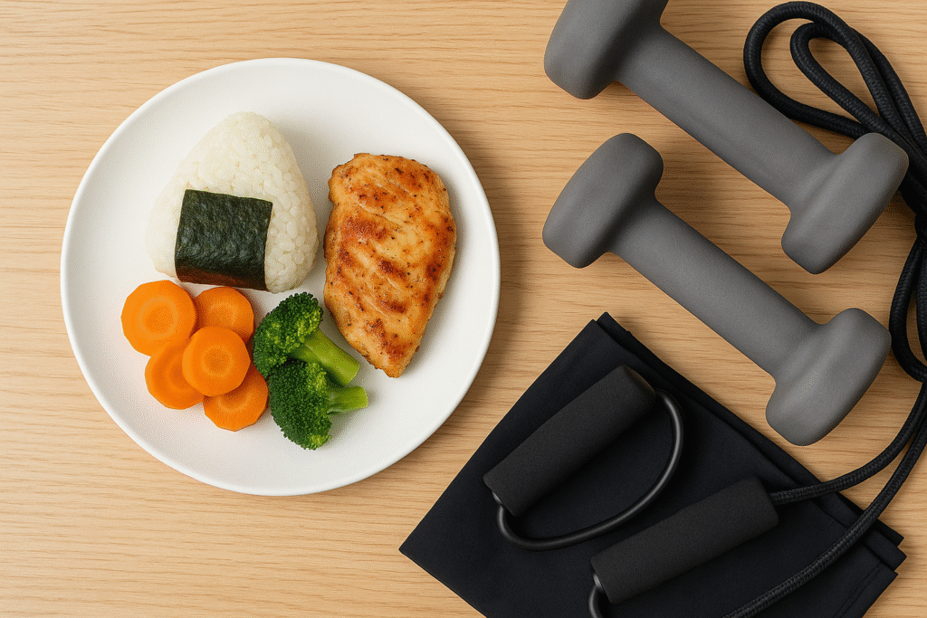 Onigiri being enjoyed as a before workout meal