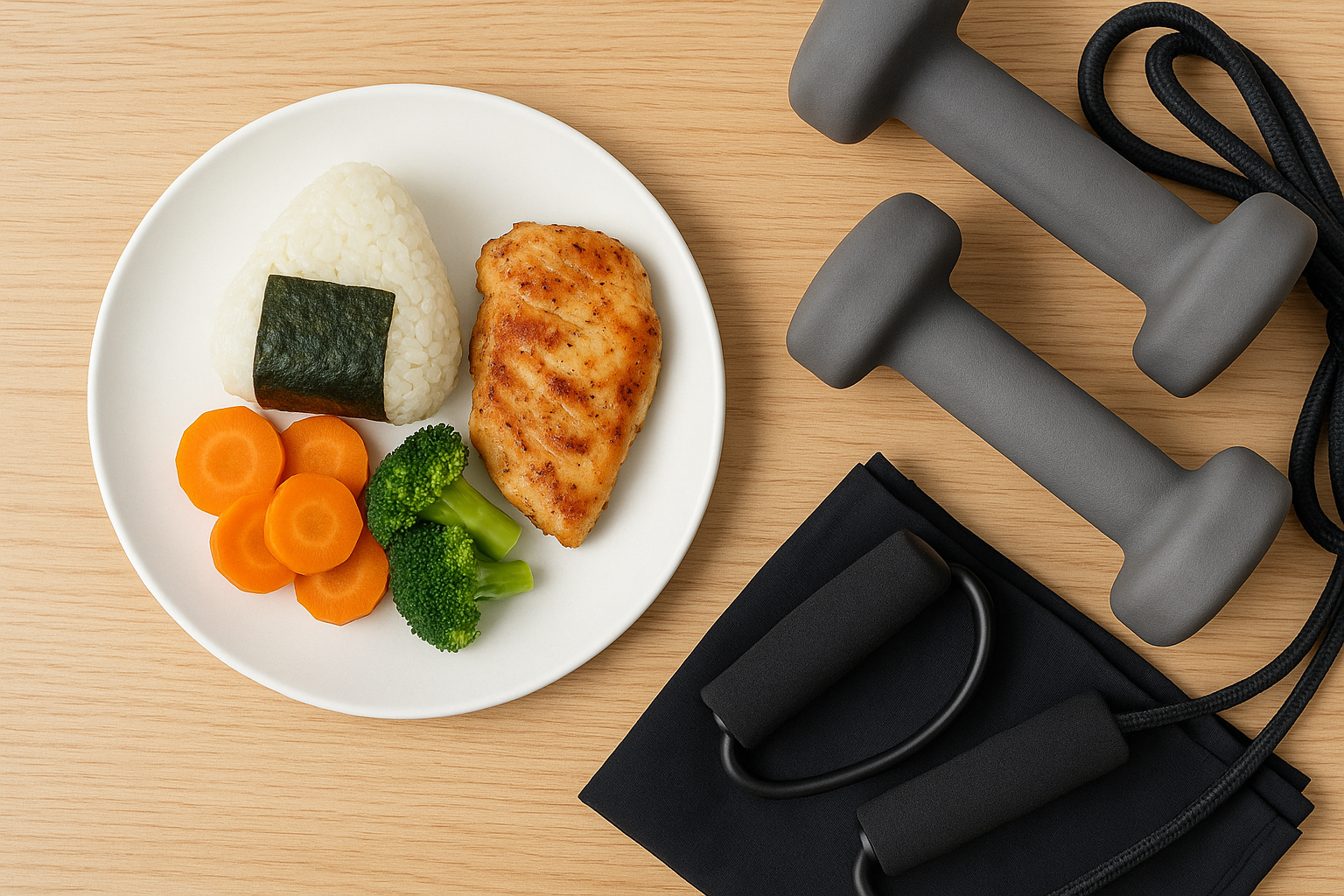 A popular before workout meal: onigiri with green tea set